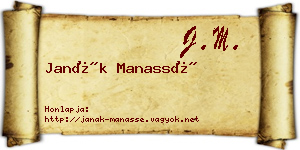 Janák Manassé névjegykártya
